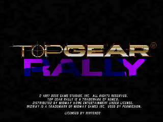 Top Gear Rally title screen for Nintendo 64